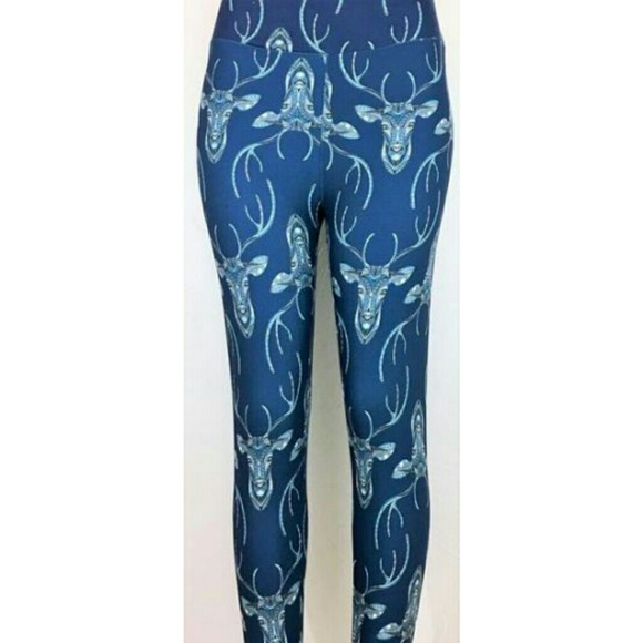 Navy Deer Buttery Soft Leggings, T/C 14-24 - Picture 2 of 2